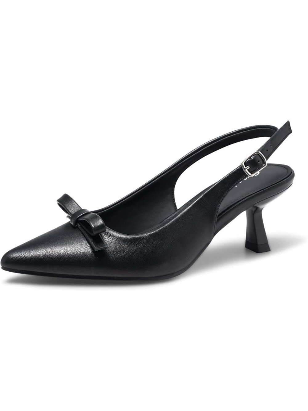 Women's Black Bow Tie Kitten Heels Pointed Toe Slingback Dress Pump Shoes